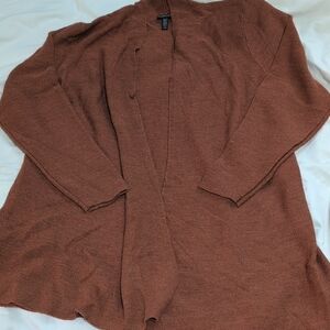 Elegant Brown Open Front Cardigan